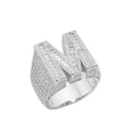 Sterling Silver Round Baguette Moissanite Cluster Initial M Letter Mens Ring 10 RP 5-1/3 Cttw