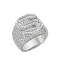 Sterling Silver Round Baguette Moissanite Cluster Initial S Letter Mens Ring 10 RP 4-3/4 Cttw