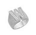 Sterling Silver Round Baguette Moissanite Cluster Initial W Letter Mens Ring 10 RP 5-3/4 Cttw