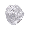 Sterling Silver Round Baguette Moissanite Cross Religious Sz 10 Mens Ring RP 4-7/8 Cttw