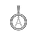 10K White Gold Round Diamond A Letter Initial Pendant 1/5 Cttw