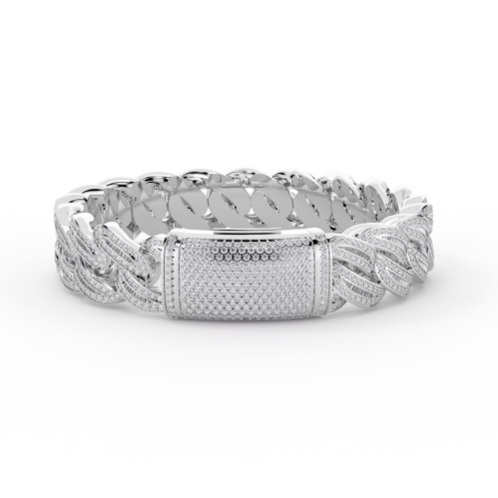 10K White Gold Tw Cuban Baguette Bracelet 8.5Inches  9-1/2 Cttw