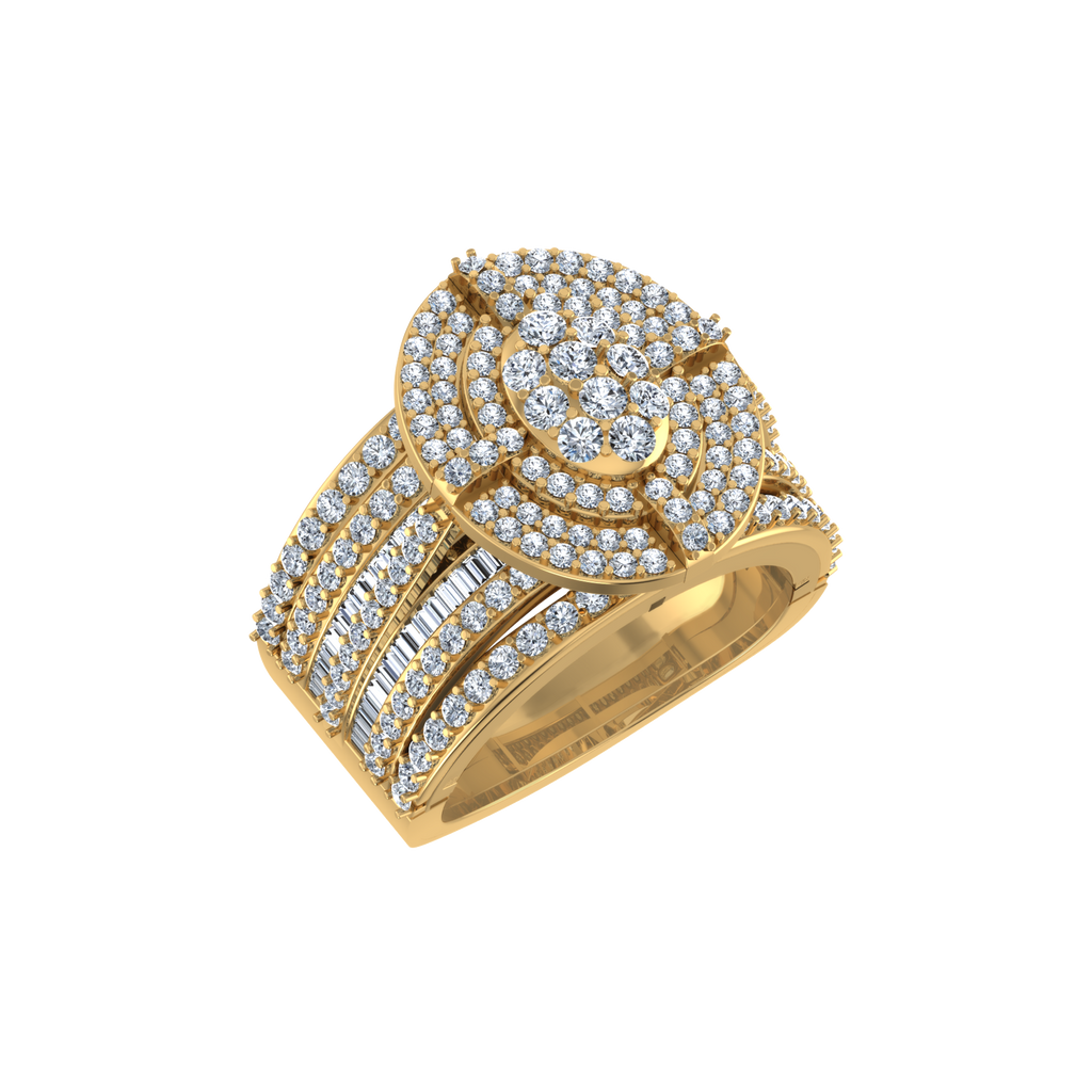 10K Yellow Gold Round Diamond Oval Shape Sz 7 Head Ladies Ring 2 Cttw
