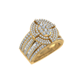 10K Yellow Gold Round Diamond Oval Shape Sz 7 Head Ladies Ring 2 Cttw