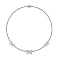 10K White Gold Round Baguette Diamond Butterfly Designer 18 Inch Necklace 1-7/8 Cttw