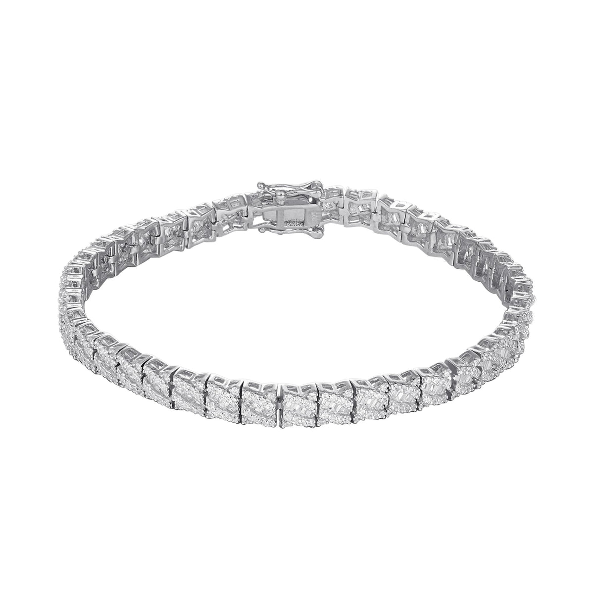 Sterling Silver CZ Designer 7.5 Inch Womens Bracelet RP