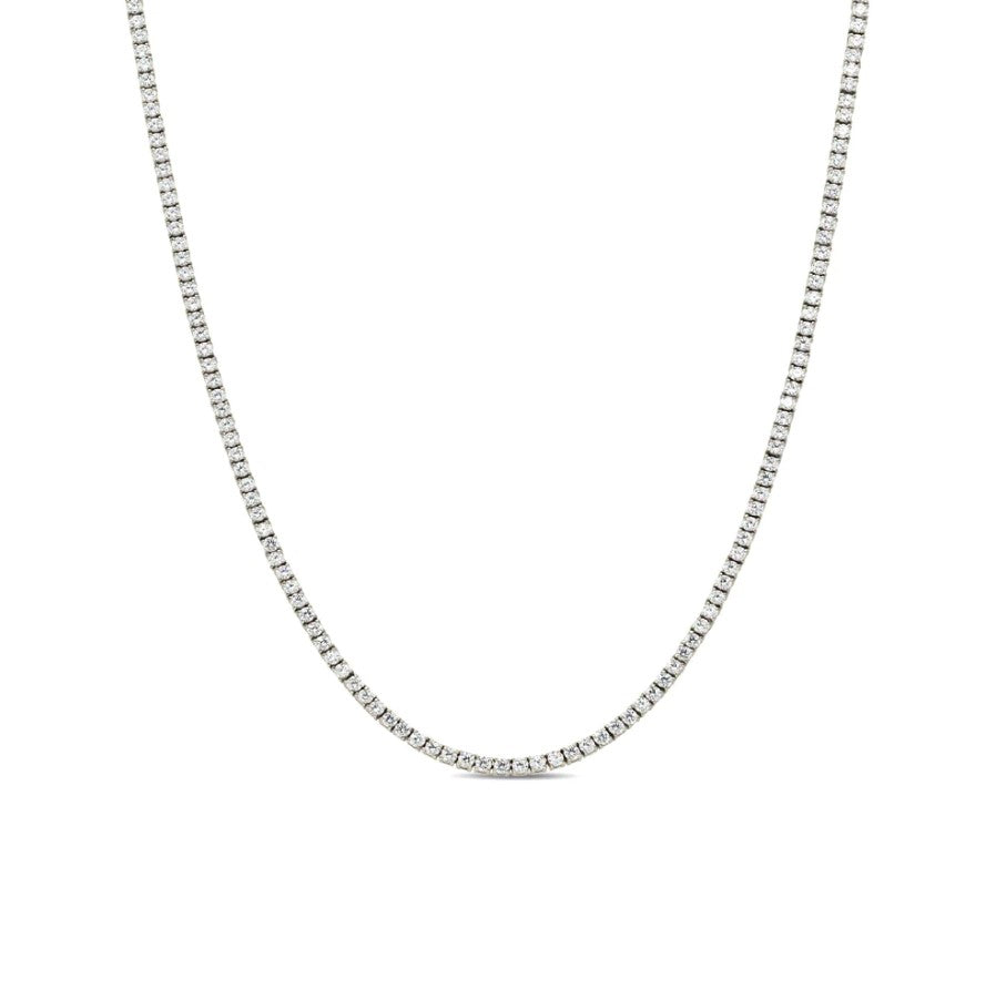 Sterling Silver 3mm CZ Tennis One Row Chain 4 Prong 20 Inch Necklace RP