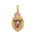 Sterling Silver CZ Roaring Lion Animal Pendant PP+GP