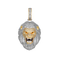 Sterling Silver CZ Roaring Lion Animal Pendant BP+GP+RP