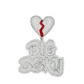 Sterling Silver CZ Broken Heart Word Designer Pendant RP