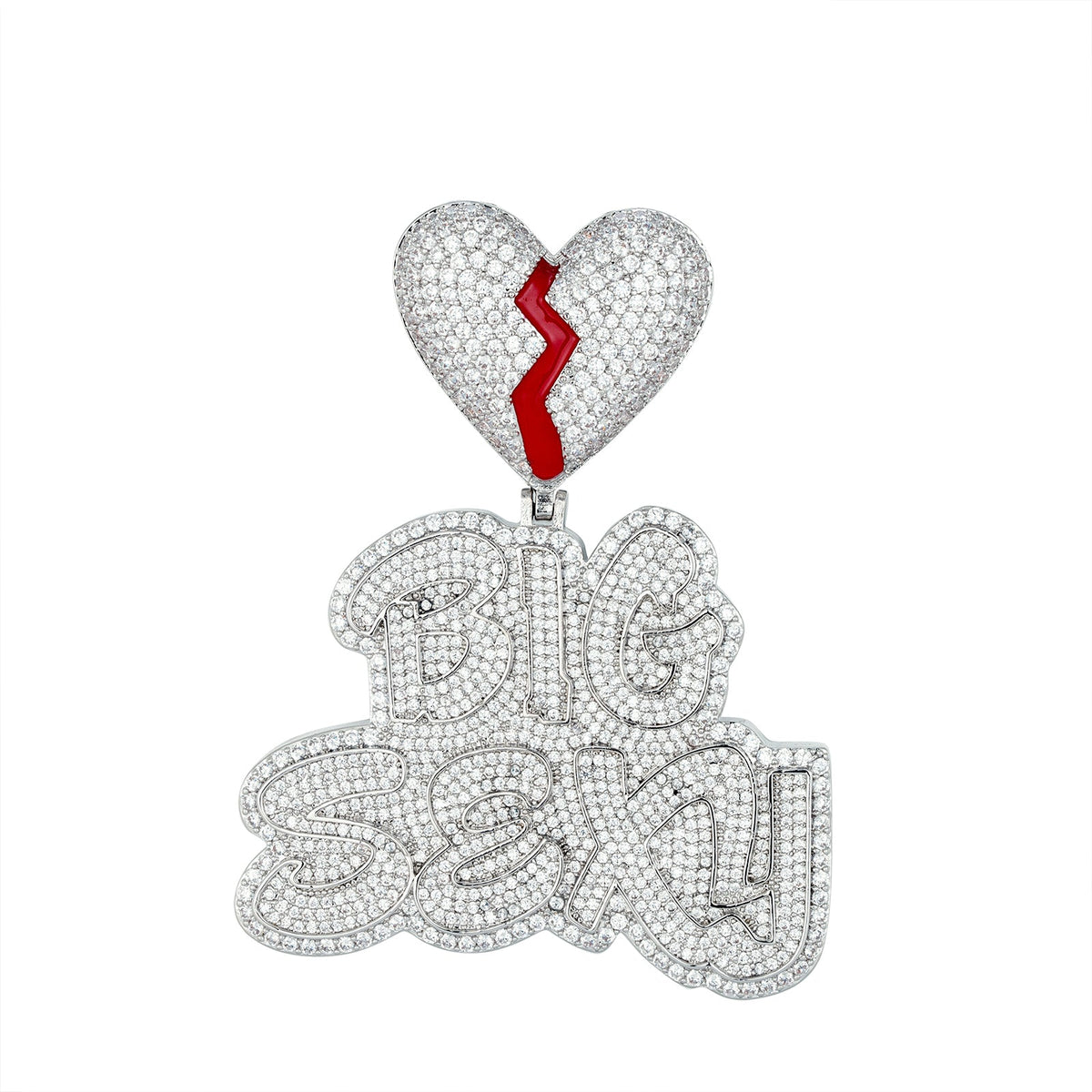 Sterling Silver CZ Broken Heart Word Designer Pendant RP