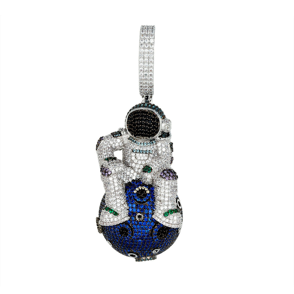 Sterling Silver CZ Astronaut Character Pendant RP+BP