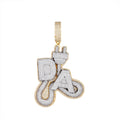 Sterling Silver Round Moissanite CZ Plug DA Word Pendant RP+GP 12-3/4 Cttw