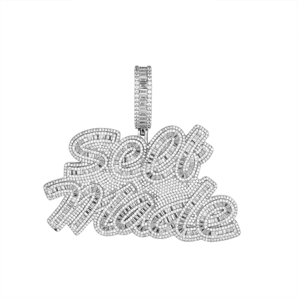 Sterling Silver Round Moissanite Self Made Word Pendant RP 15-1/5 Cttw