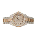 Moissanite Stainless Steel Rose Two Tone Band Mens Watch 17-1/3 Cttw