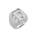 Sterling Silver Round Baugette Moissanite Albhabet F letter Initial SZ 10 Mens Ring RP 7-1/4 Cttw