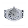 Moissanite Stainless Steel Watch Black Rubber Band 15-3/4 Cttw