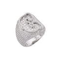 Sterling Silver Round Baugette Moissanite Albhabet C letter Initial SZ 10 Mens Ring RP 7-1/10 Cttw