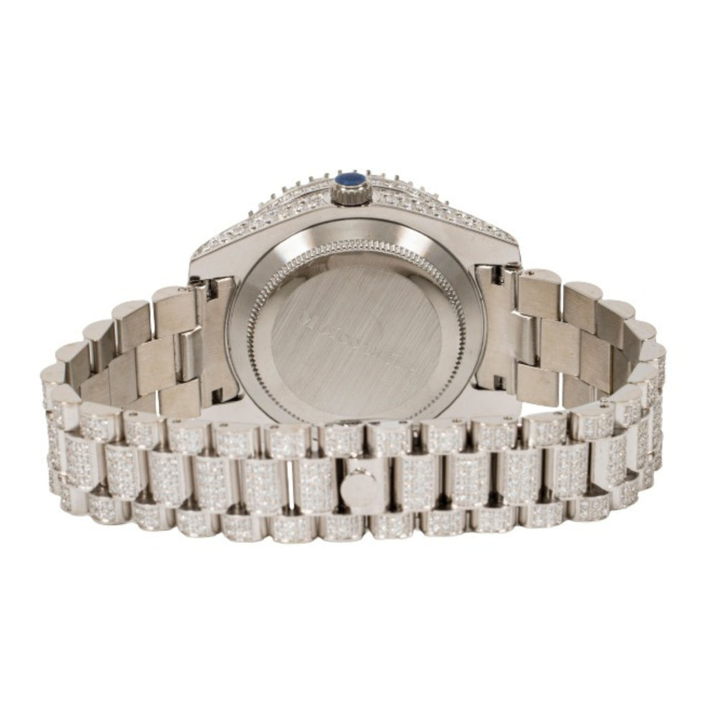 Moissanite Stainless Steel White Band Mens Watch 17-1/3 CT
