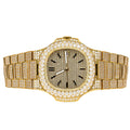 Moissanite Stainless Steel Yellow Band Mens Watch 18-1/3 Cttw