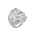 Sterling Silver Round Baugette Moissanite Albhabet G letter Initial SZ 10 Mens Ring RP 7-1/2 Cttw