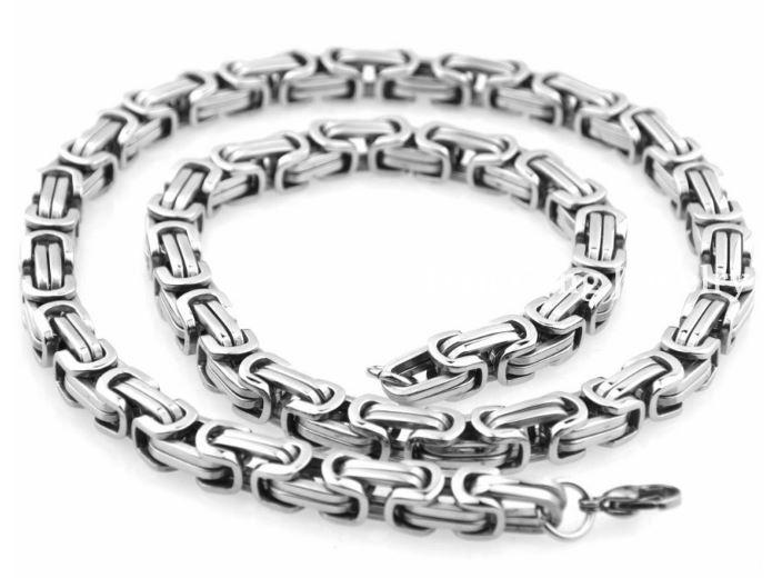 8 MM Solid Steel Byzentine Chain with Bracelet