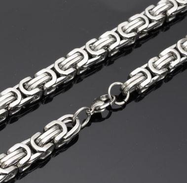 8 MM Solid Steel Byzentine Chain with Bracelet