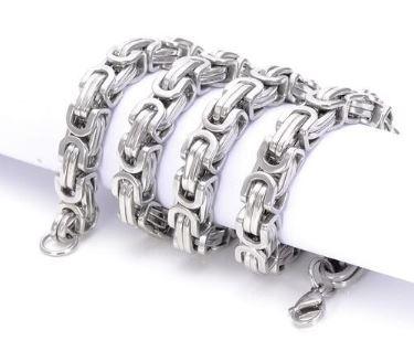 8 MM Solid Steel Byzentine Chain with Bracelet