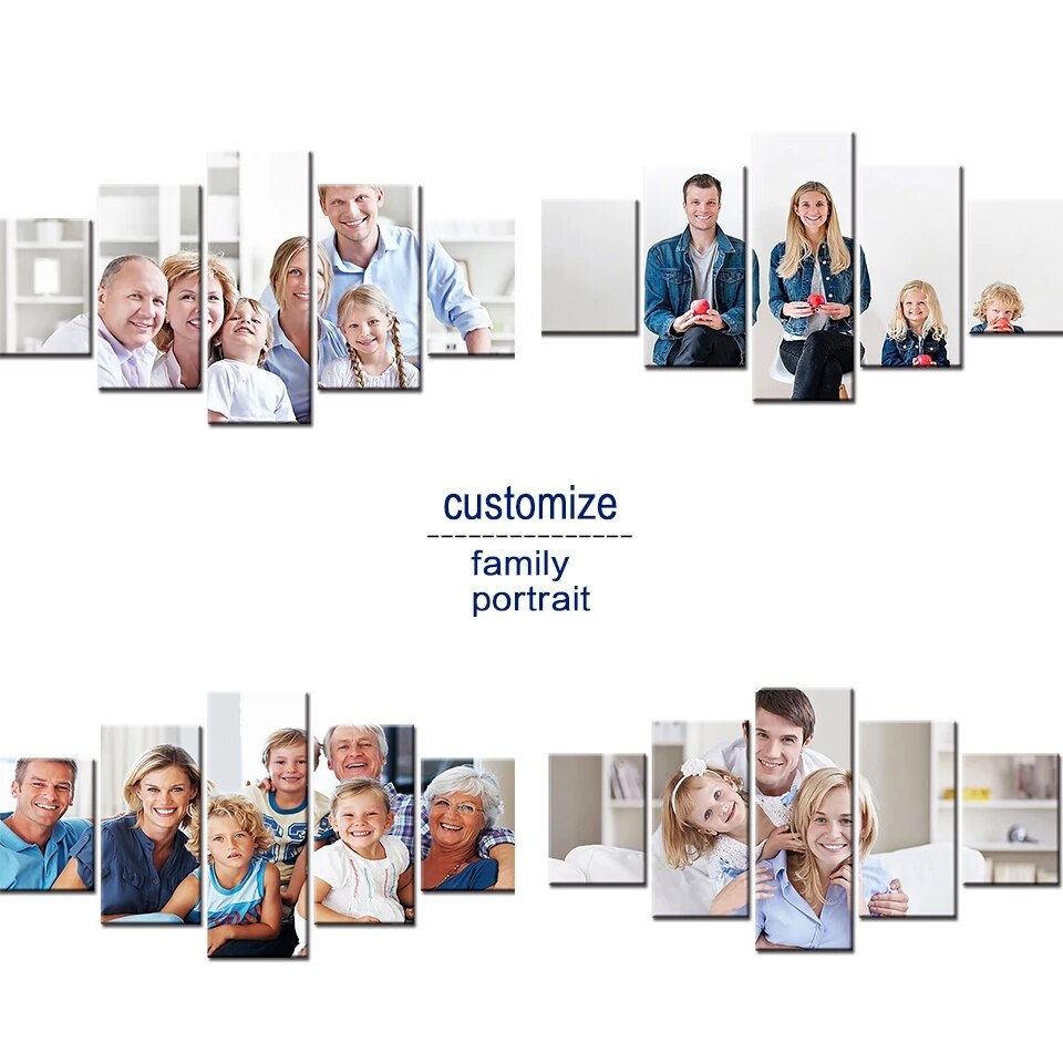 Drop Shipping Customized HD Prints Painting Custom Made Canvas Picture Frame 5 Panel Poster Modular Home Decoration PENGDA
