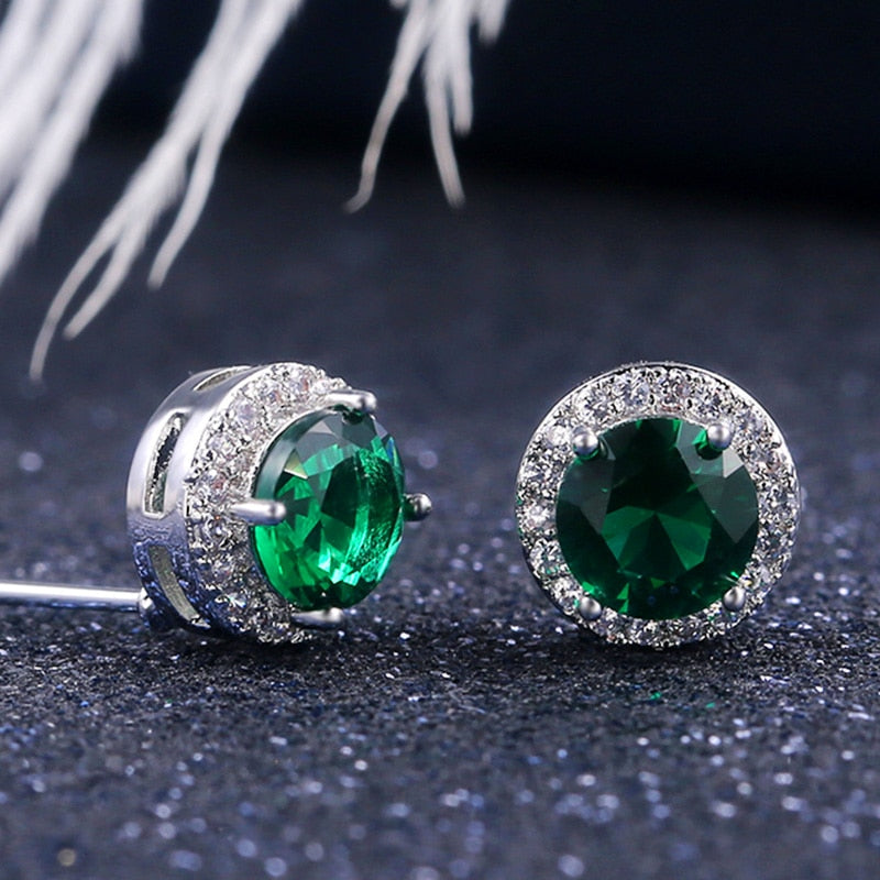 Huitan Luxury AAA CZ Stud Earrings For Women Romantic Elegant Female Daily Earrings 7 Colors Available Wholesale Dropshipping