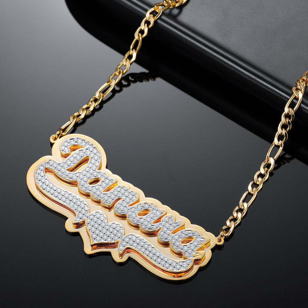Customized Double Name Necklace 18K Gold plated Nameplate 3D Necklace Personalized Choker Women Double layer Name Necklace Gifts