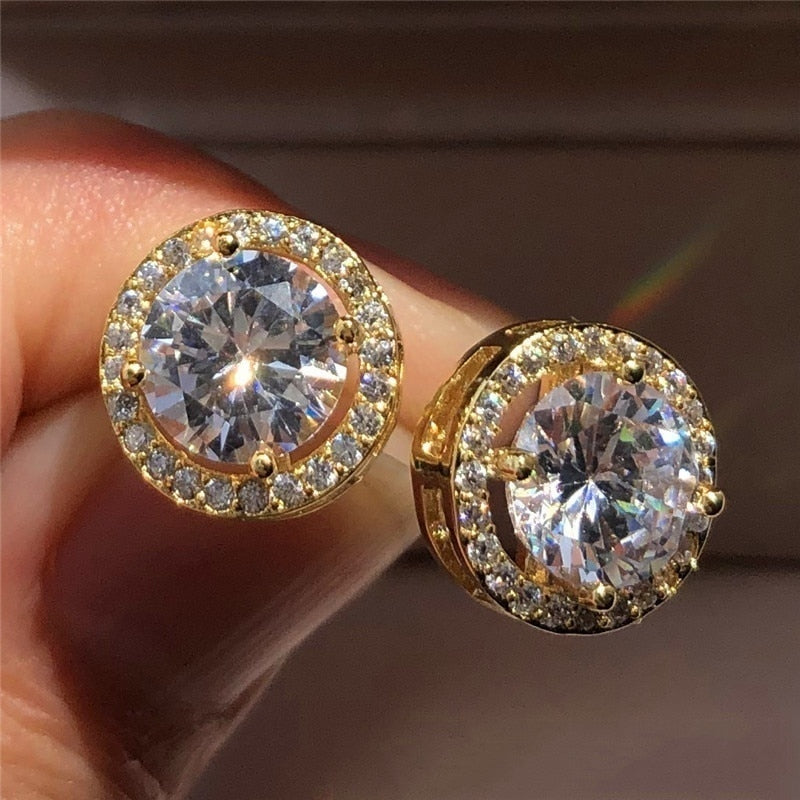 Huitan Luxury AAA CZ Stud Earrings For Women Romantic Elegant Female Daily Earrings 7 Colors Available Wholesale Dropshipping