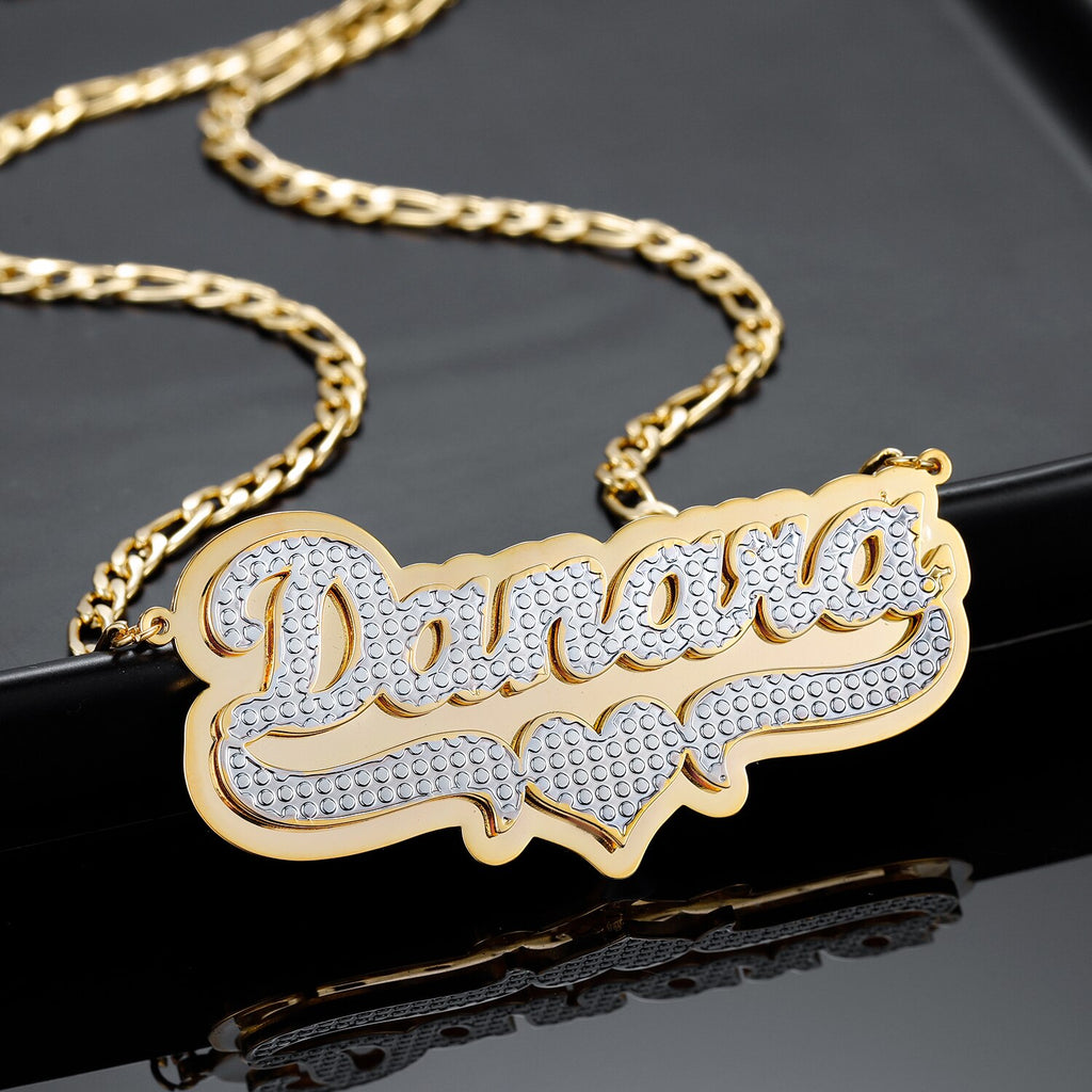 Customized Double Name Necklace 18K Gold plated Nameplate 3D Necklace Personalized Choker Women Double layer Name Necklace Gifts