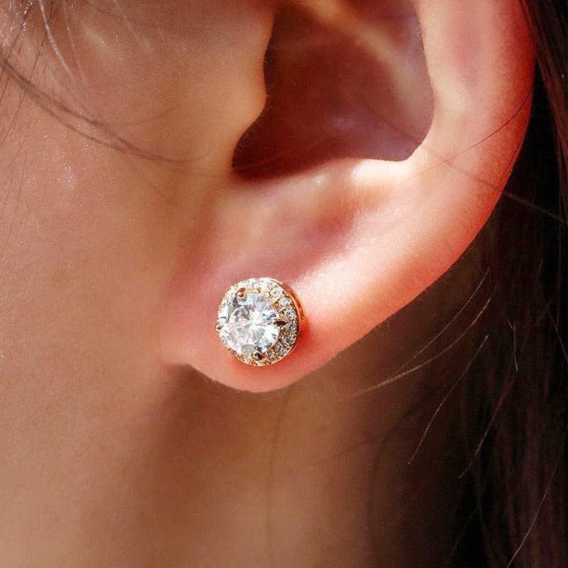 Huitan Luxury AAA CZ Stud Earrings For Women Romantic Elegant Female Daily Earrings 7 Colors Available Wholesale Dropshipping