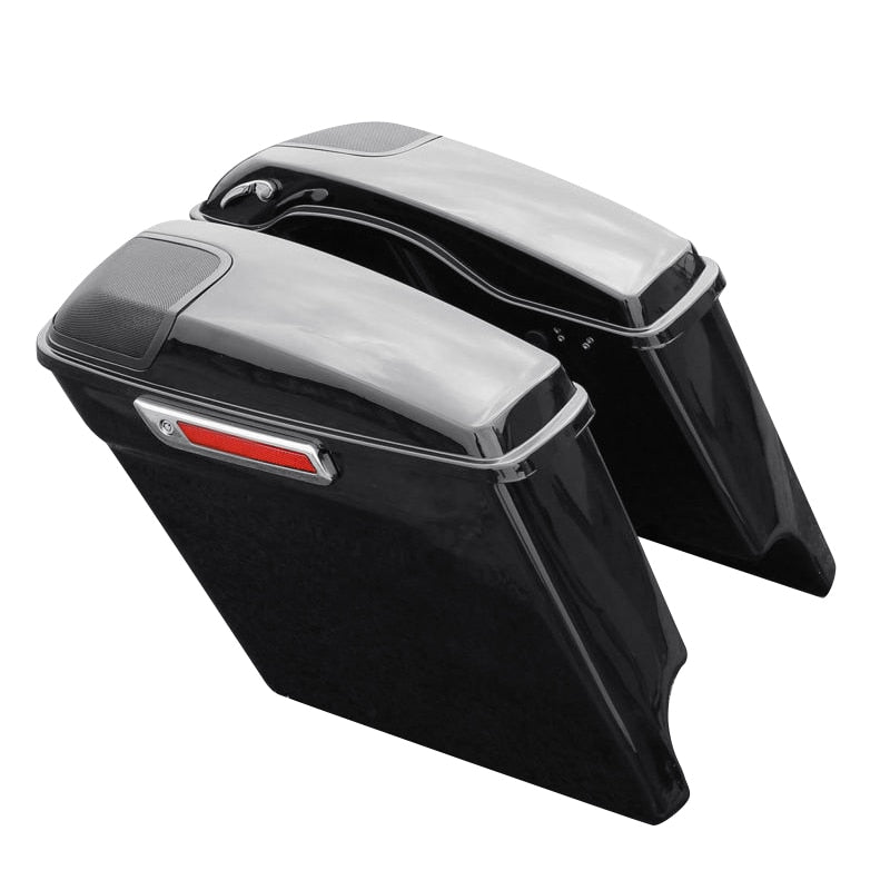 Motorcycle Extended Stretched Saddlebag w/ Speaker Grill For Harley Touring FLHT FLHX Street Electra Road Glide 2014-2020