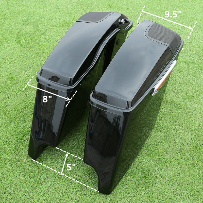 Motorcycle Extended Stretched Saddlebag w/ Speaker Grill For Harley Touring FLHT FLHX Street Electra Road Glide 2014-2020