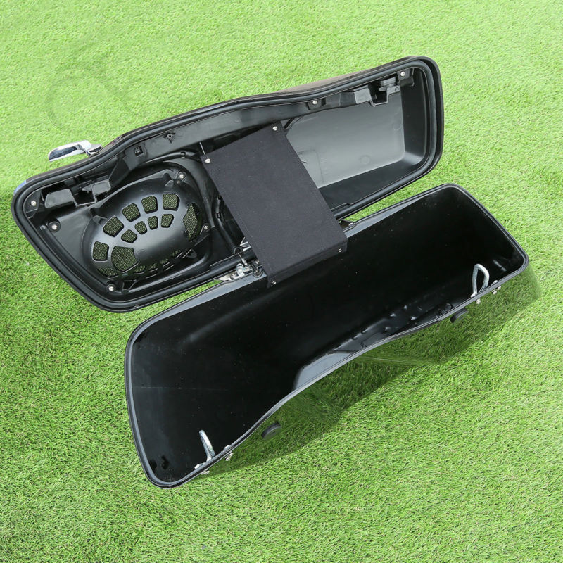 Motorcycle Extended Stretched Saddlebag w/ Speaker Grill For Harley Touring FLHT FLHX Street Electra Road Glide 2014-2020
