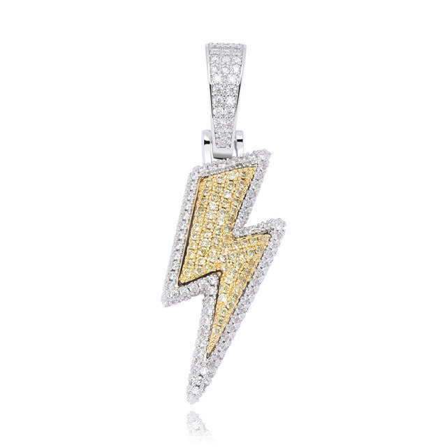 Iced Out Bling Lightning Pendants With Tennis Chain Copper Material AAA Cubic Zircon Men's Hip Hop Jewelry Gift