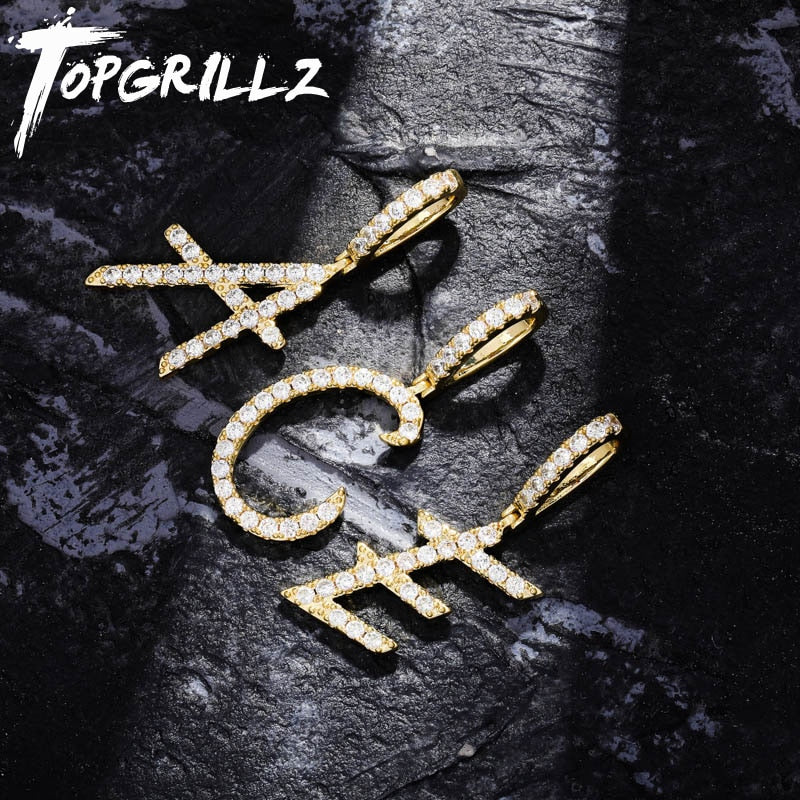 A-Z Small Single Letters Necklaces &Pendant Custom Name Charm For Men/Women Gold Silver Cubic Zircon Hip Hop Jewelry