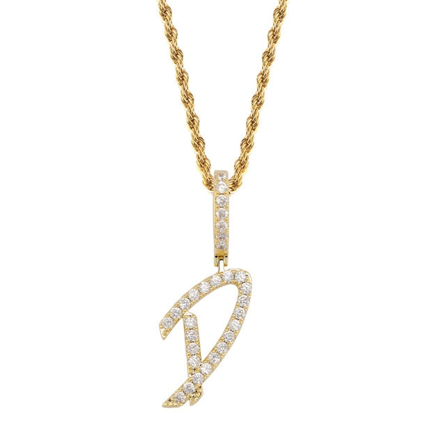 A-Z Small Single Letters Necklaces &Pendant Custom Name Charm For Men/Women Gold Silver Cubic Zircon Hip Hop Jewelry
