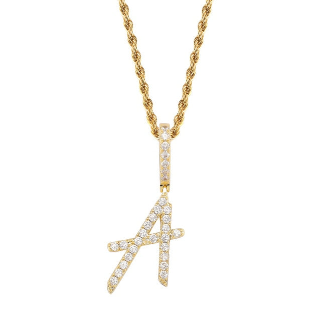 A-Z Small Single Letters Necklaces &Pendant Custom Name Charm For Men/Women Gold Silver Cubic Zircon Hip Hop Jewelry