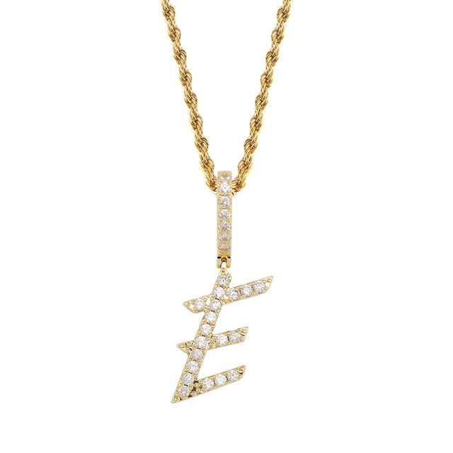 A-Z Small Single Letters Necklaces &Pendant Custom Name Charm For Men/Women Gold Silver Cubic Zircon Hip Hop Jewelry