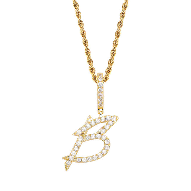 A-Z Small Single Letters Necklaces &Pendant Custom Name Charm For Men/Women Gold Silver Cubic Zircon Hip Hop Jewelry
