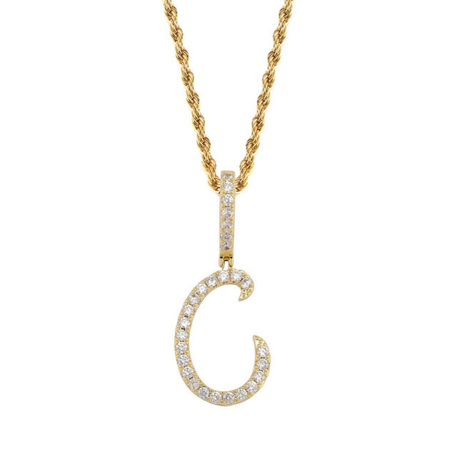 A-Z Small Single Letters Necklaces &Pendant Custom Name Charm For Men/Women Gold Silver Cubic Zircon Hip Hop Jewelry