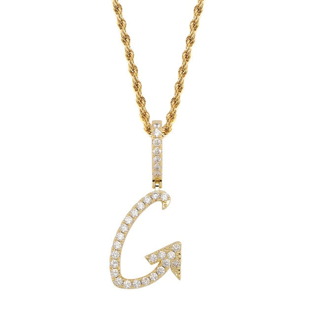 A-Z Small Single Letters Necklaces &Pendant Custom Name Charm For Men/Women Gold Silver Cubic Zircon Hip Hop Jewelry