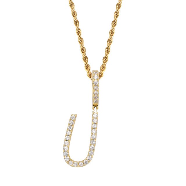 A-Z Small Single Letters Necklaces &Pendant Custom Name Charm For Men/Women Gold Silver Cubic Zircon Hip Hop Jewelry