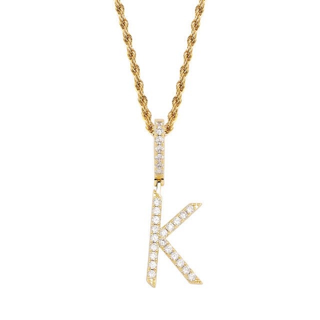 A-Z Small Single Letters Necklaces &Pendant Custom Name Charm For Men/Women Gold Silver Cubic Zircon Hip Hop Jewelry