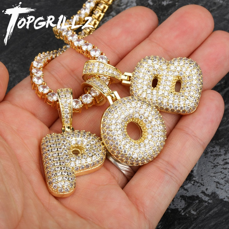 A-Z Custom Name Letters Necklaces & Pendant Chain For Men Women Gold Silver Color Cubic Zircon Hip Hop Jewelry