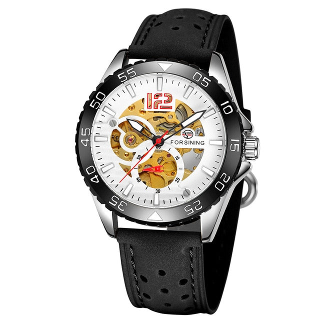 Men Fashion Casual Hublo Watch Automatic Mechanical Watch Reloj Hombre Top Brand Luxury Leather Watches Forsining Wristwatches