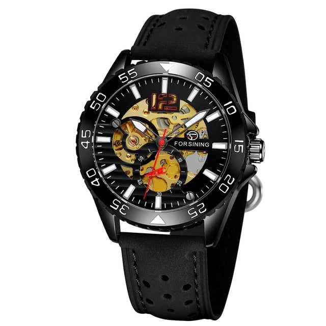 Men Fashion Casual Hublo Watch Automatic Mechanical Watch Reloj Hombre Top Brand Luxury Leather Watches Forsining Wristwatches